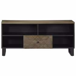 vidaXL TV Cabinet Black 100x33x46 cm Solid Wood Mango TV stand TV sideboard