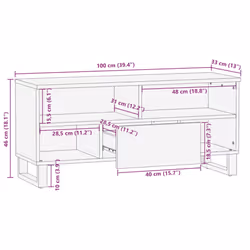 vidaXL TV Cabinet Black 100x33x46 cm Solid Wood Mango TV stand TV sideboard