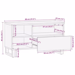 vidaXL TV Cabinet Black 80x33x46 cm Solid Wood Mango TV stand TV sideboard