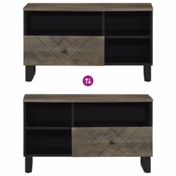 vidaXL TV Cabinet Black 80x33x46 cm Solid Wood Mango TV stand TV sideboard - Additional view 5