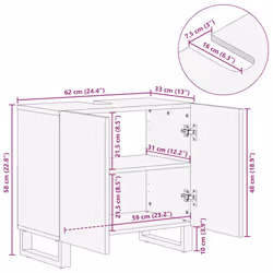 vidaXL Sink Cabinet Black 62x33x58 cm Solid Wood Mango bathroom sink cabinet