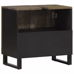 vidaXL Sink Cabinet Black 62x33x58 cm Solid Wood Mango bathroom sink cabinet - Additional view 4
