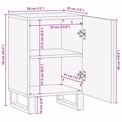 vidaXL Bathroom Cabinet Black 38x33x58 cm Solid Wood Mango