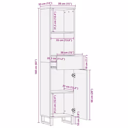 vidaXL Bathroom Cabinet Black 38x33x160 cm Solid Wood Mango - Additional view 10