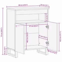 vidaXL Sideboard Black 60x33x75 cm Solid Wood Mango storage cabinet