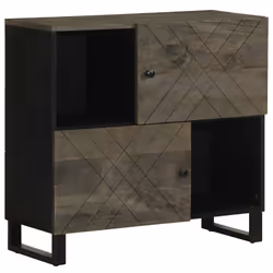 vidaXL Sideboard Black 80x33x75 cm Solid Wood Mango storage cabinet