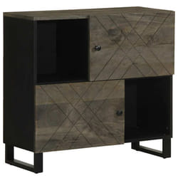 vidaXL Sideboard Black 80x33x75 cm Solid Wood Mango storage cabinet