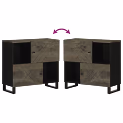 vidaXL Sideboard Black 80x33x75 cm Solid Wood Mango storage cabinet - Additional view 5