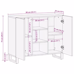 vidaXL Sideboard Black 90x33x75 cm Solid Wood Mango storage cabinet