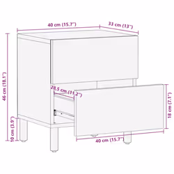 vidaXL Bedside Cabinets 2 pcs Brown 40x33x46 cm Solid Wood Mango bedside table - 1 pcs