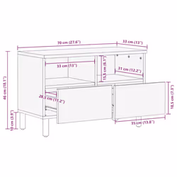 vidaXL TV Cabinet Brown 70x33x46 cm Solid Wood Mango TV stand TV sideboard