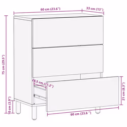 vidaXL Sideboard Brown 60x33x75 cm Solid Wood Mango cabinet cupboard highboard
