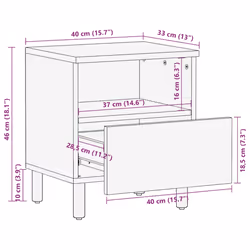 vidaXL Bedside Cabinet Brown 40x33x46 cm Solid Wood Mango bedside table - Additional view 10