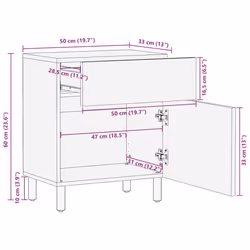 vidaXL Bedside Cabinet Brown 50x33x60 cm Solid Wood Mango bedside table