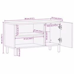 vidaXL TV Cabinet Brown 80x31.5x46 cm Solid Wood Mango TV stand TV sideboard
