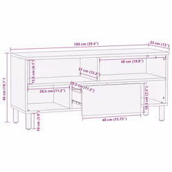 vidaXL TV Cabinet Brown 100x33x46 cm Solid Wood Mango TV stand TV sideboard