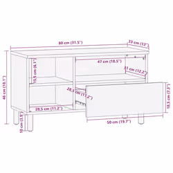 vidaXL TV Cabinet Brown 80x33x46 cm Solid Wood Mango TV stand TV sideboard
