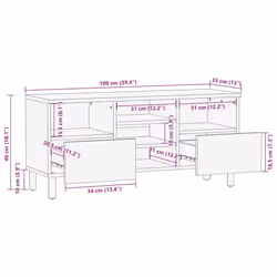 vidaXL TV Cabinet Brown 100x33x46 cm Solid Wood Mango TV stand TV sideboard