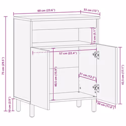 vidaXL Sideboard Brown 60x33x75 cm Solid Wood Mango cabinet cupboard highboard