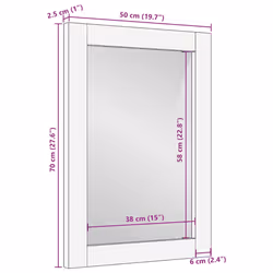 vidaXL Bathroom Mirror Brown 50x70x2.5 cm Solid Wood Mango mirror vanity mirror