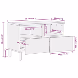 vidaXL TV Cabinet 70x33x46 cm Solid Wood Acacia TV stand TV sideboard