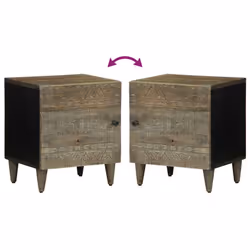 vidaXL Bedside Cabinet Light Grey 40x33x46 cm Solid Wood Mango bedside table - Additional view 5