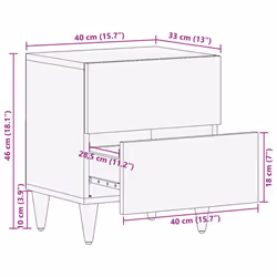 vidaXL Bedside Cabinets 2 pcs Light Grey 40x33x46 cm Solid Wood Mango - 1 pcs
