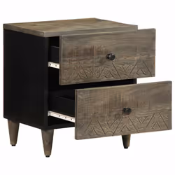 vidaXL Bedside Cabinets 2 pcs Light Grey 40x33x46 cm Solid Wood Mango - 2 pcs - Additional view 2