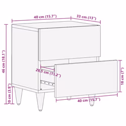 vidaXL Bedside Cabinets 2 pcs Light Grey 40x33x46 cm Solid Wood Mango - 2 pcs - Additional view 3