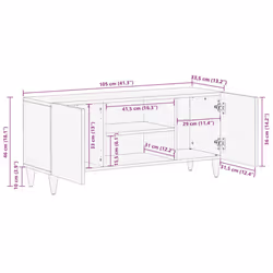 vidaXL TV Cabinet Light Grey 105x33.5x46 cm Solid Wood Mango TV stand
