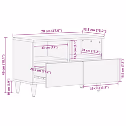 vidaXL TV Cabinet Light Grey 70x33.5x46 cm Solid Wood Mango TV stand