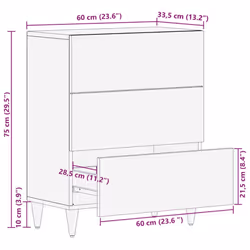 vidaXL Sideboard Light Grey 60x33.5x75 cm Solid Wood Mango cabinet cupboard - Additional view 10