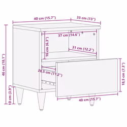 vidaXL Bedside Cabinet Light Grey 40x33x46 cm Solid Wood Mango bedside table - Additional view 10