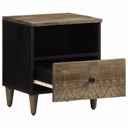 vidaXL Bedside Cabinet Light Grey 40x33x46 cm Solid Wood Mango bedside table