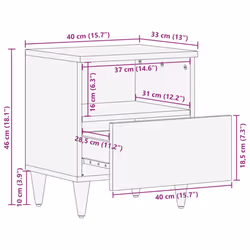 vidaXL Bedside Cabinets 2 pcs Light Grey 40x33x46 cm Solid Wood Mango - Additional view 10