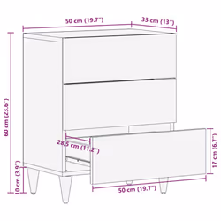 vidaXL Bedside Cabinet Light Grey 50x33x60 cm Solid Wood Mango bedside table - Additional view 10