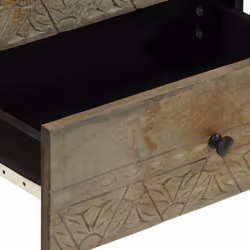 vidaXL Bedside Cabinet Light Grey 50x33x60 cm Solid Wood Mango bedside table - Additional view 6
