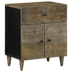 vidaXL Bedside Cabinet Light Grey 50x33x60 cm Solid Wood Mango bedside table