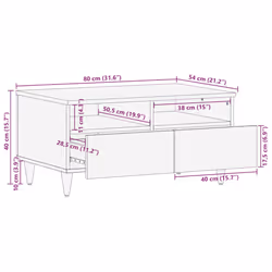 vidaXL Coffee Table Light Grey 80x54x40 cm Solid Wood Mango side table - Additional view 10