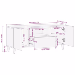 vidaXL TV Cabinet Light Grey 105x33.5x46 cm Solid Wood Mango TV stand - Additional view 10