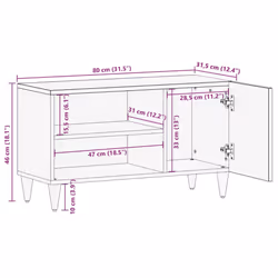 vidaXL TV Cabinet Light Grey 80x31.5x46 cm Solid Wood Mango TV stand