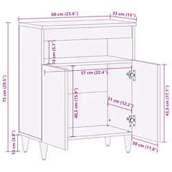 vidaXL Sideboard 60x33x75 cm Solid Wood Mango storage cabinet