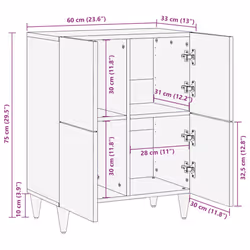 vidaXL Sideboard 60x33x75 cm Solid Wood Mango storage cabinet - Additional view 10