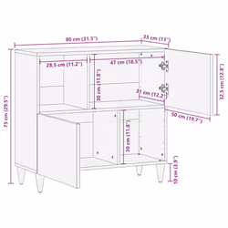 vidaXL Sideboard 80x33x75 cm Solid Wood Mango storage cabinet