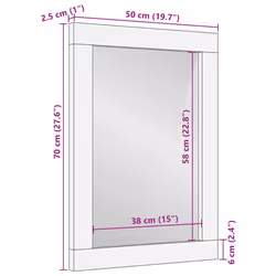vidaXL Bathroom Mirror 50x2.5x70 cm Solid Wood Mango mirror vanity mirror - Additional view 8