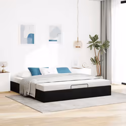 vidaXL Ottoman Bed Frame No Mattress Home Bed Base Mattress Foundation Velvet - black - Additional view 4