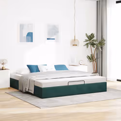 vidaXL Ottoman Bed Frame No Mattress Home Bed Base Mattress Foundation Velvet - dark green