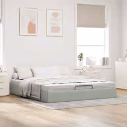 vidaXL Ottoman Bed Frame No Mattress Bed Base Bedstead Black Single Velvet - light grey, 6ft super king size