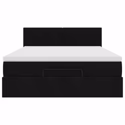 vidaXL Ottoman Bed with Mattress Home Bed Base & LEDs Black 140x200cm Velvet - Additional view 5