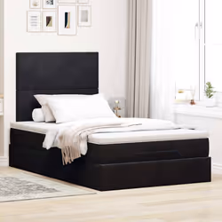vidaXL Ottoman Bed Frame with Mattresses Bed Base Mattress Foundation Velvet - black, 120 x 200 cm